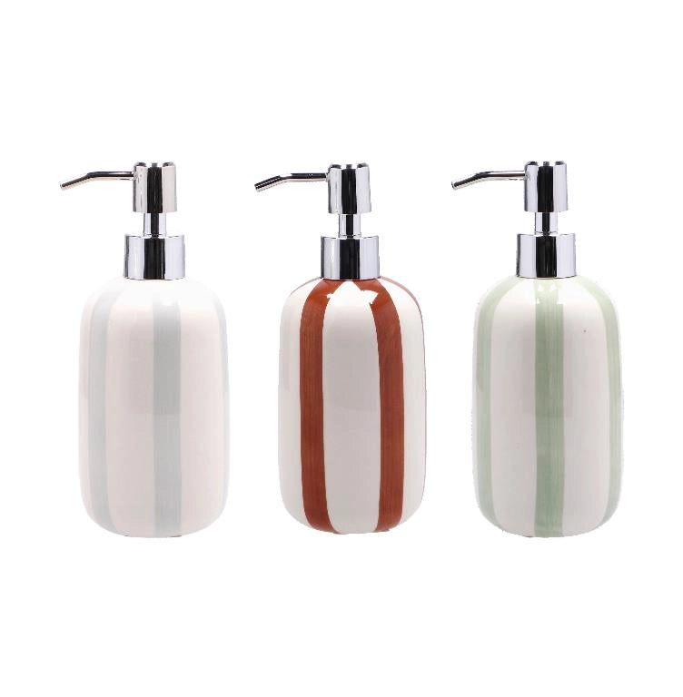 1 Pezzo Dispenser Sapone Portasapone in Ceramica Rigato 3 Colori