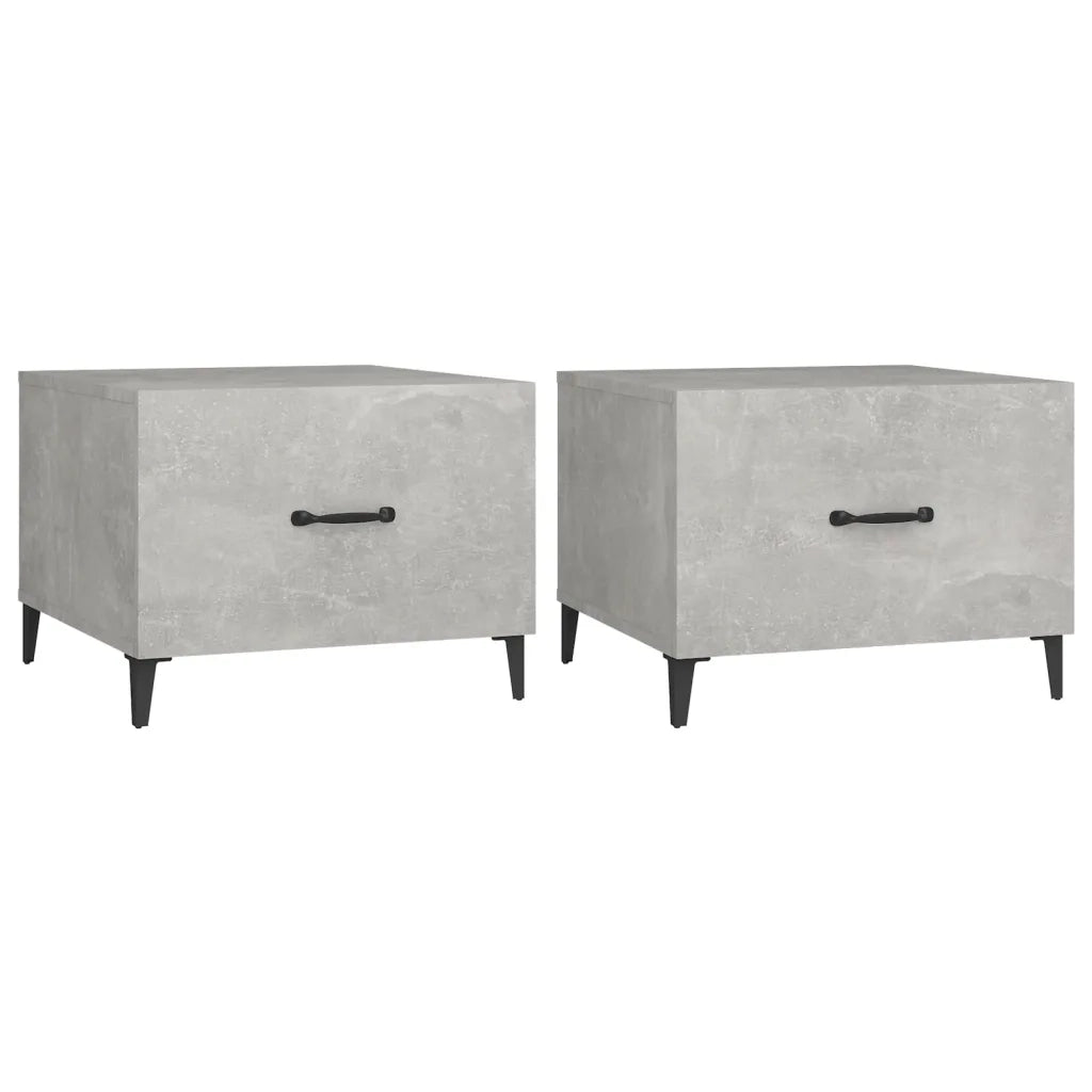 2 pz Tavolini salotto | Tavolino da caff¨¨ | Tavolino da Soggiorno Gambe in Metallo Grigio Cemento 50x50x40cm