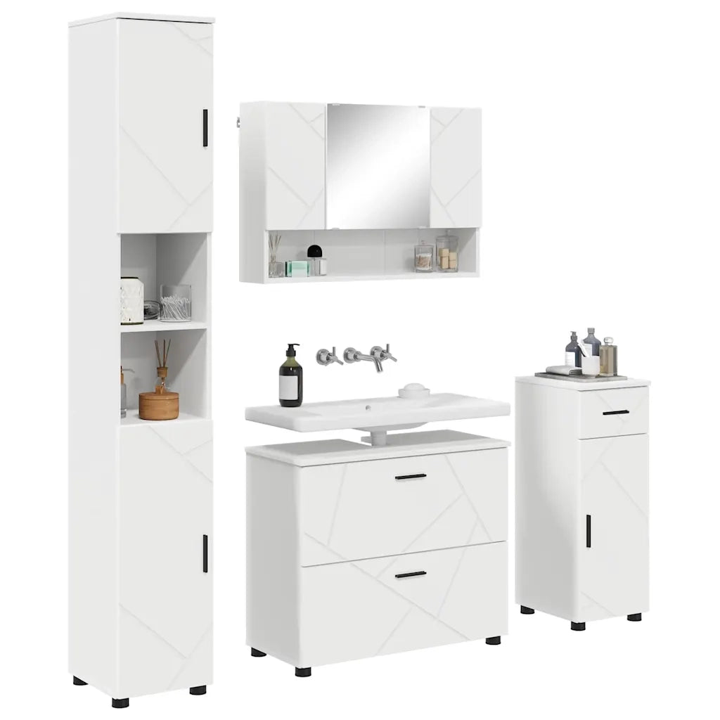 Set di mobili per il bagno con cassetto con porta 4 pcs Bianco 3393053