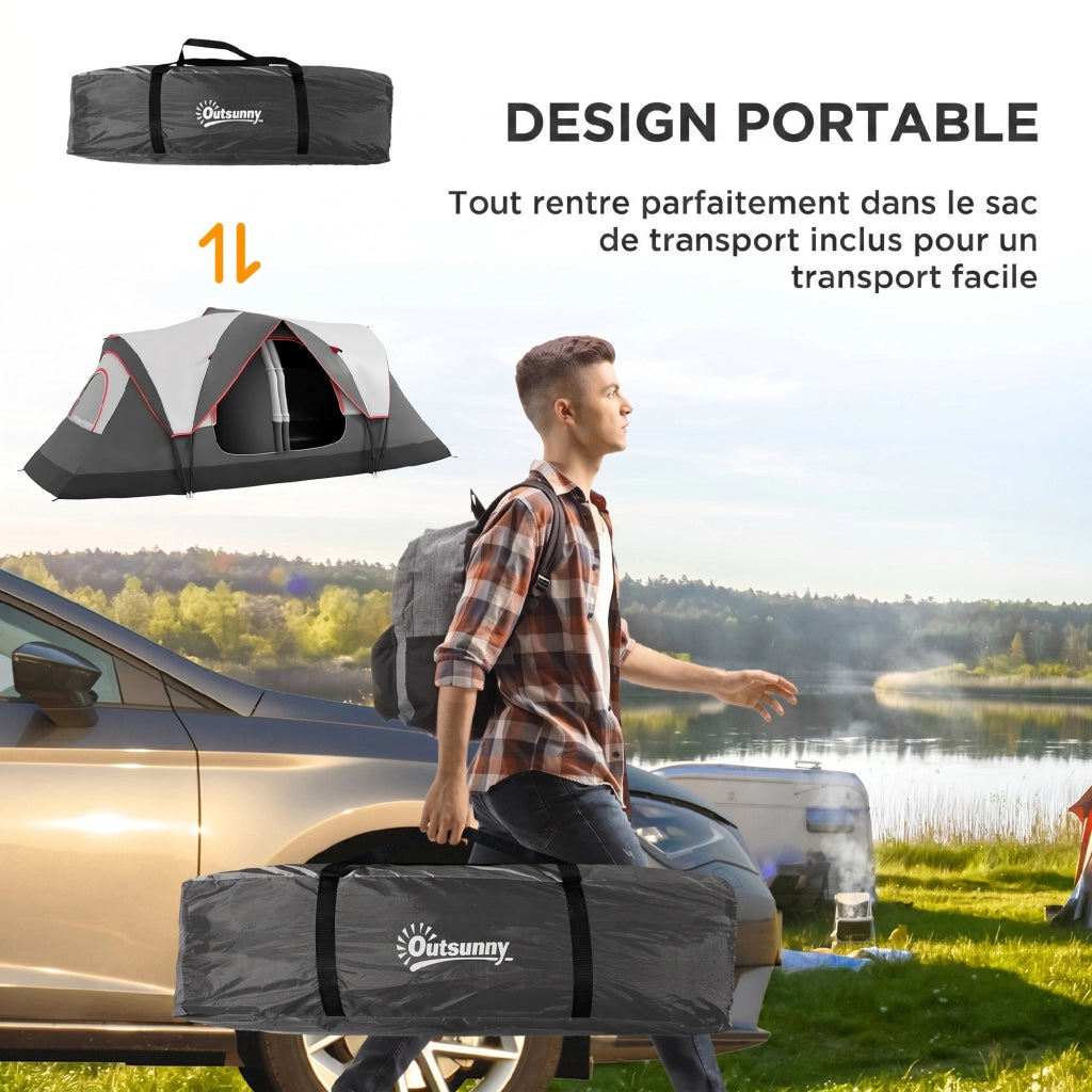 Tenda da campeggio familiare 6-8 persone ¨C zephmum ¨C grigio scuro in poliestere