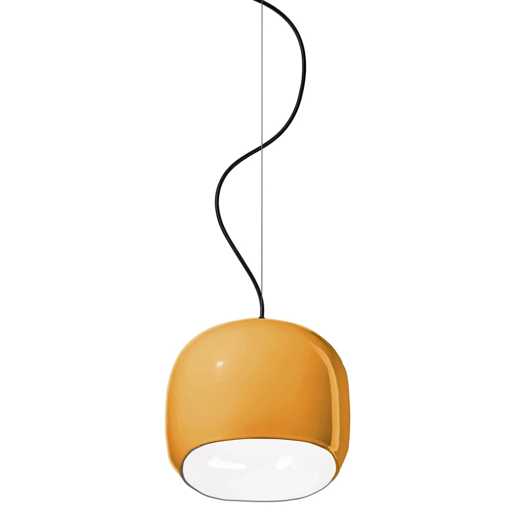 Sospensione Piccola Vintage Decò Ayrton Ceramica Giallo 1 Luce E27