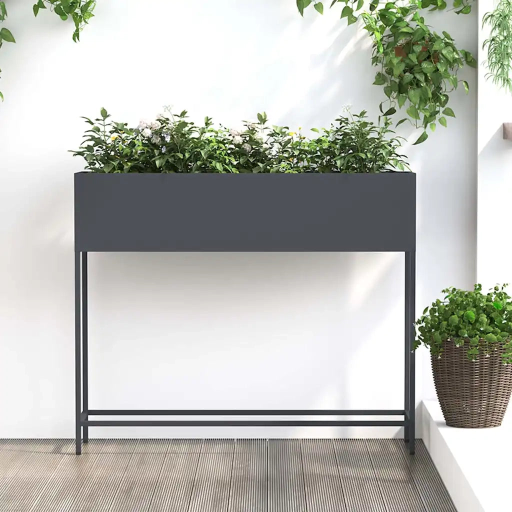 Vaso da Giardino Rialzato Antracite 100 x 26 x 82 cm Acciaio 865878
