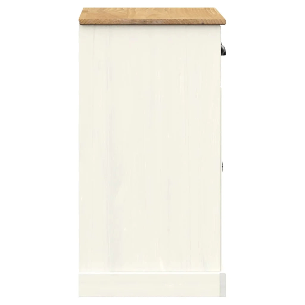 Buffet credenza cassettiera mobiletto mobile contenitore organizer per cucina soggiorno salotto con cassetti 78 x 40 x 75 cm legno massello di pino bianco 02_0030138