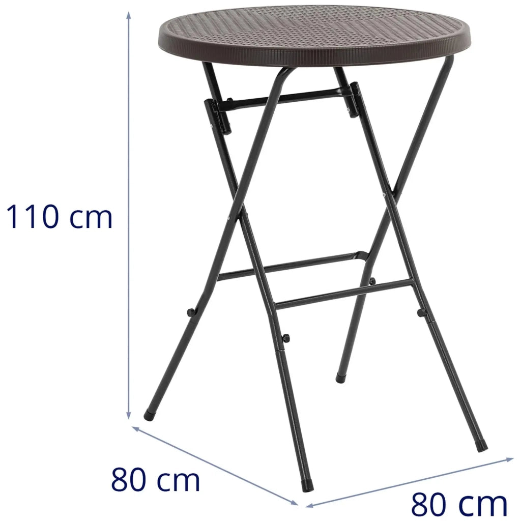 Tavolo da giardino pieghevole 79 x 79 x 110 cm 75 kg per uso interno ed esterno acciaio nero polietilene ad alta densità (HDPE) nero 14_0009974