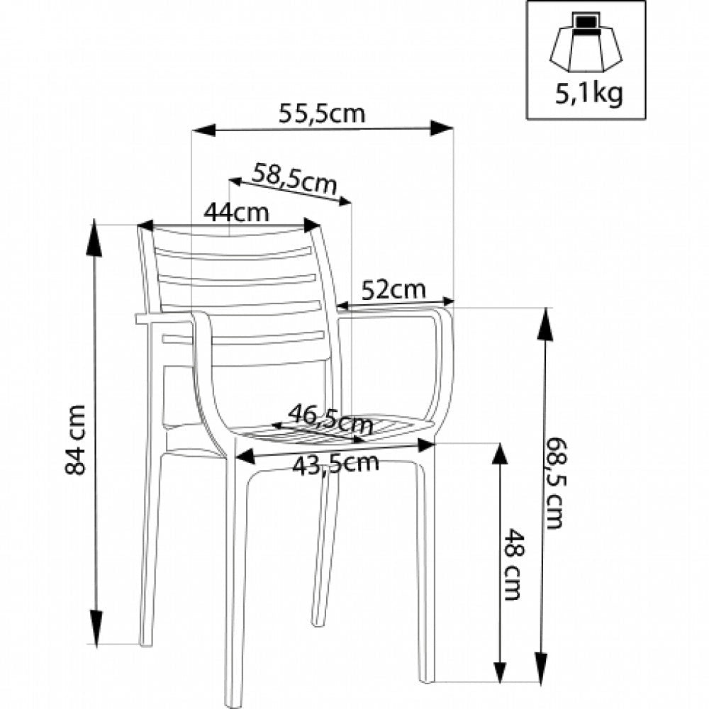 Poltrona Eveline 58,5x55,2x84 cm  in Polipropilene Bianco
