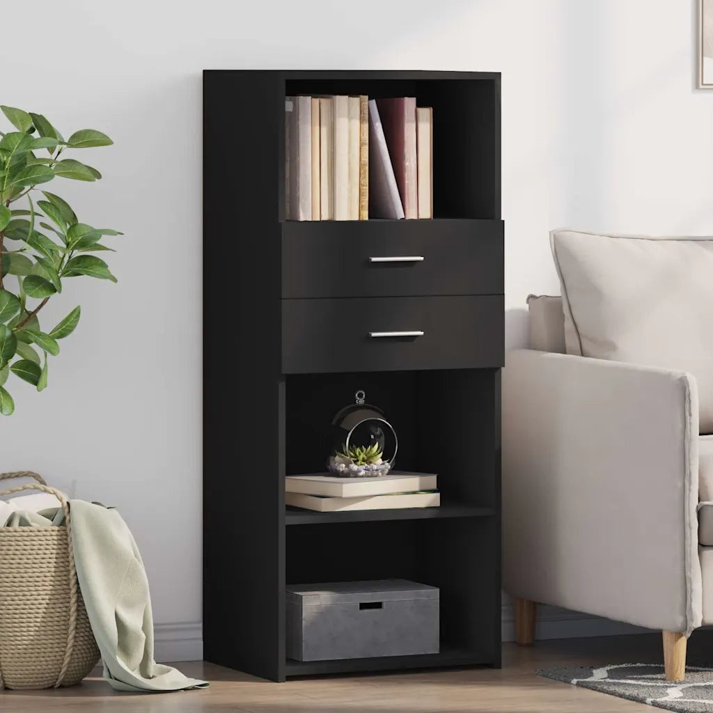 Credenza | Madia | Buffet da pranzo | Armadio da pranzo Nera 50x42,5x124 cm in Legno Multistrato