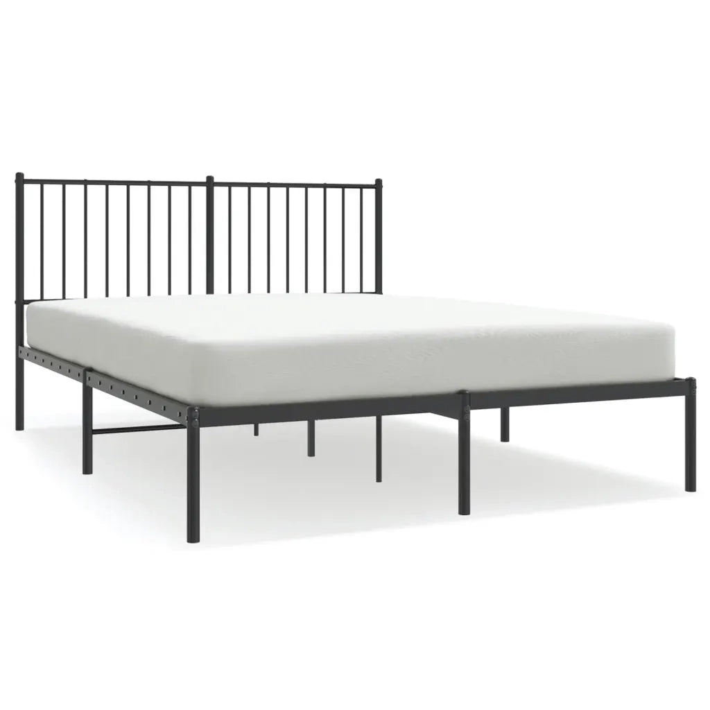 Letto matrimoniale | Letto per adulti | Giroletto con Testiera in Metallo Nero 140x190 cm