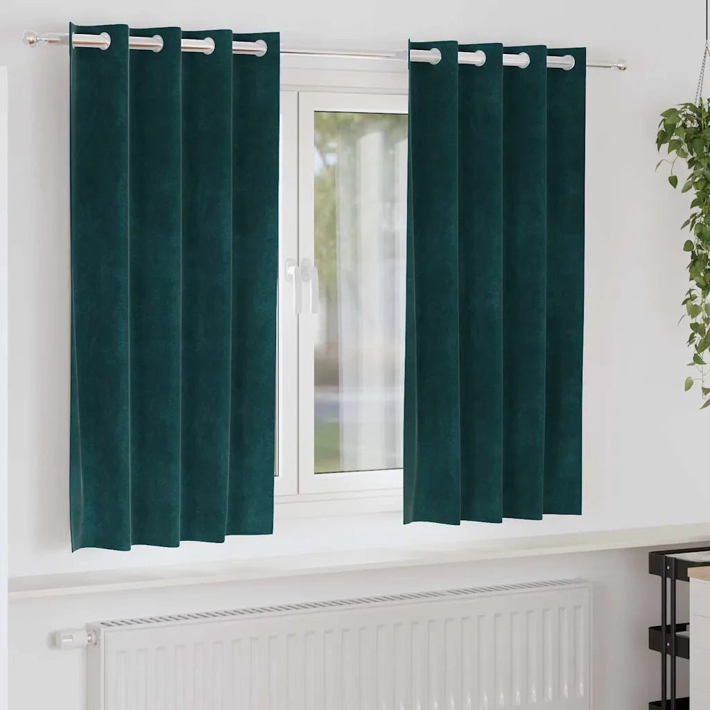 Tende oscuranti 2 pcs Verde Scuro 140 x 175 cm Velluto 4107209
