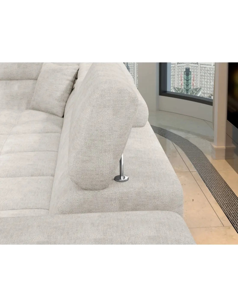 Divano angolare convertibile PALAZZO 4 posti beige - angolo destro con vano contenitore