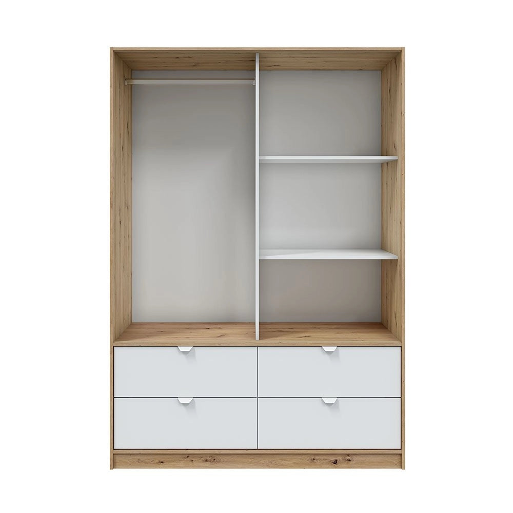 Armadio Camera da Letto Ponna, Guardaroba 2 Ante Appendiabiti, 60x200h cm Marrone Rovere Nodi