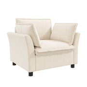 Poltrona singola in chenille con braccioli e cuscini - per soggiorno e studio - beige