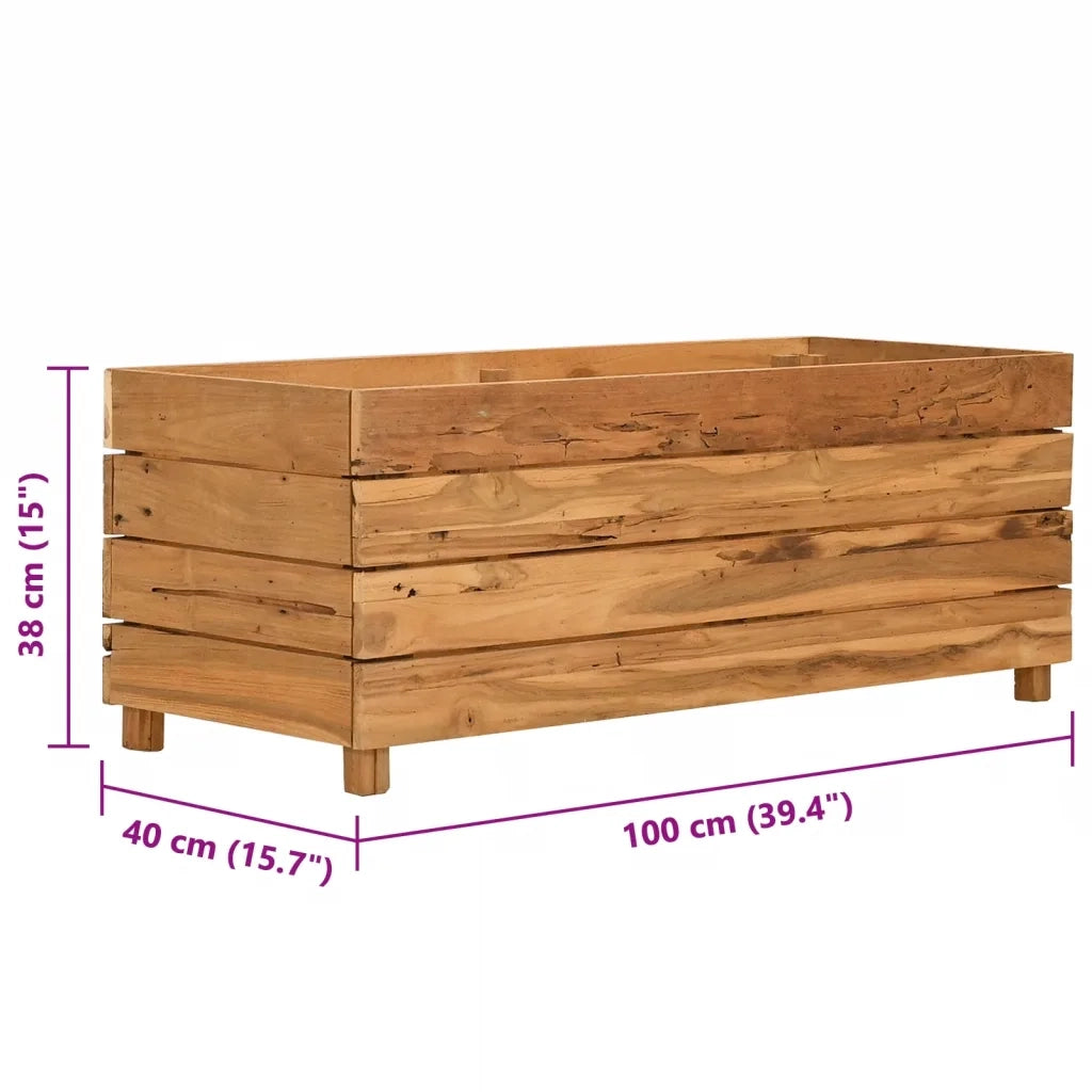 Letto Rialzato 100x40x38 cm Legno di Teak di Recupero e Acciaio