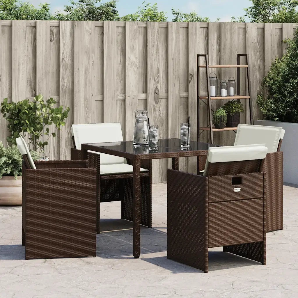 Sedie da Giardino con Cuscini 4 pz | Sedie da Esterno Marroni in Polyrattan