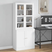 LIBRERIA 76x40x178,5 cm Bianco in MDF con ante in vetro temperato