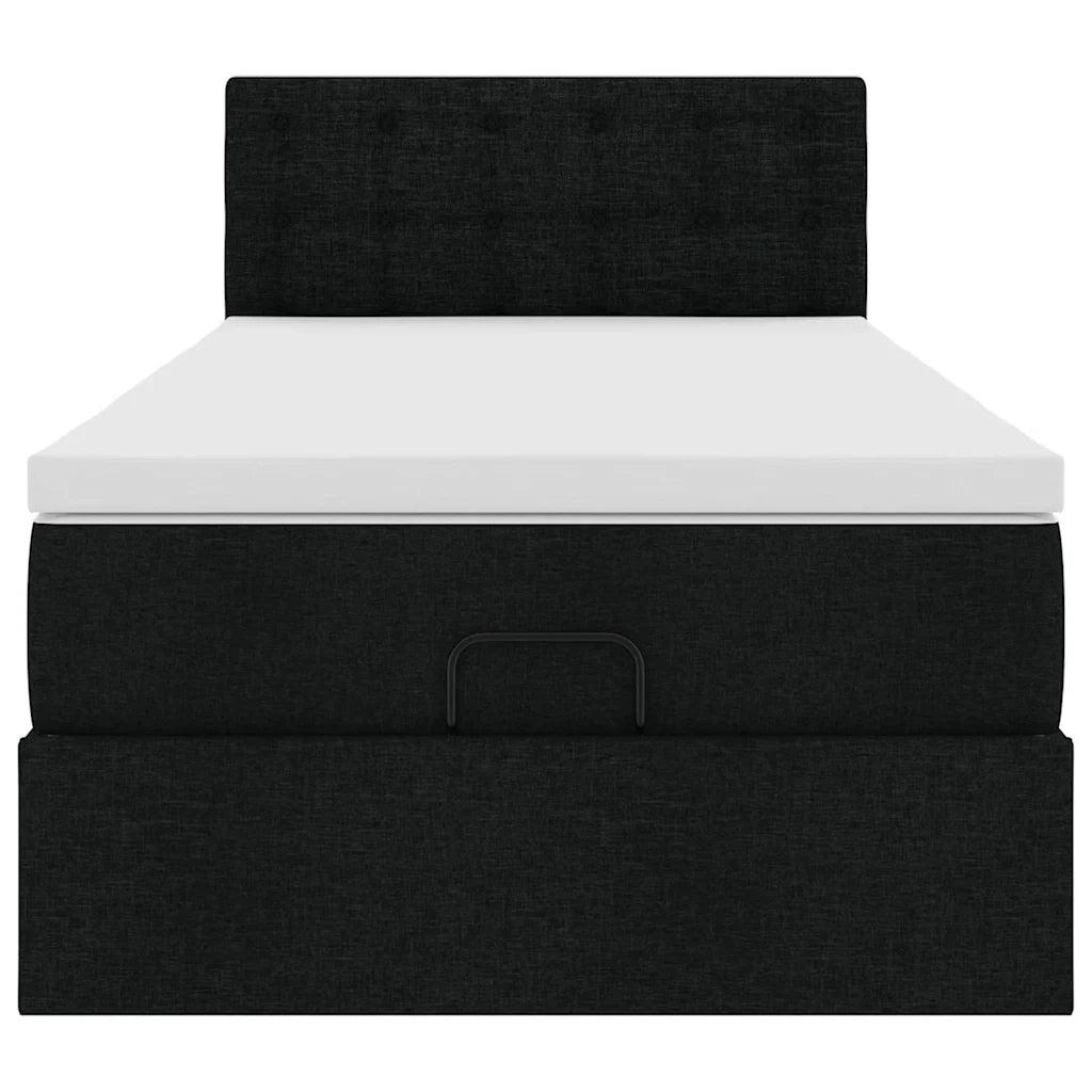 Struttura Letto Pouf con Materasso Nero 90x190 cm in Tessuto 3311589