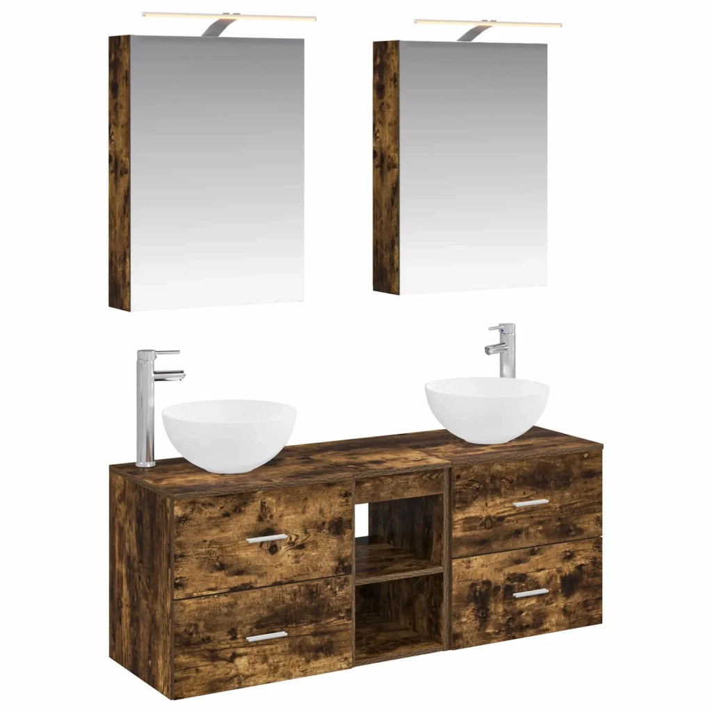 Set di mobili per il bagno 5 pcs Rovere Fumo 3406715
