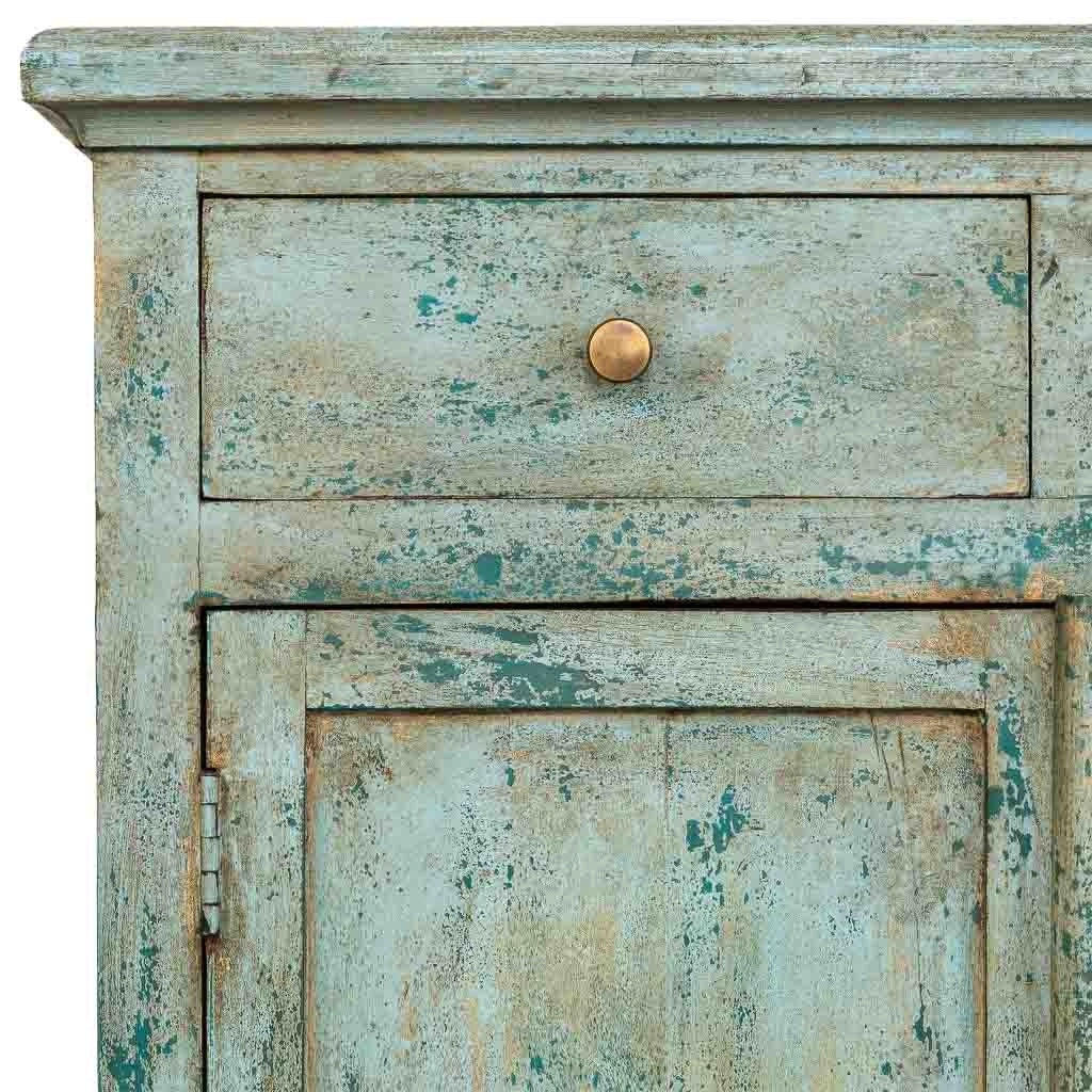 Mobile da ingresso artigianale in legno turchese 85x40x100h cm