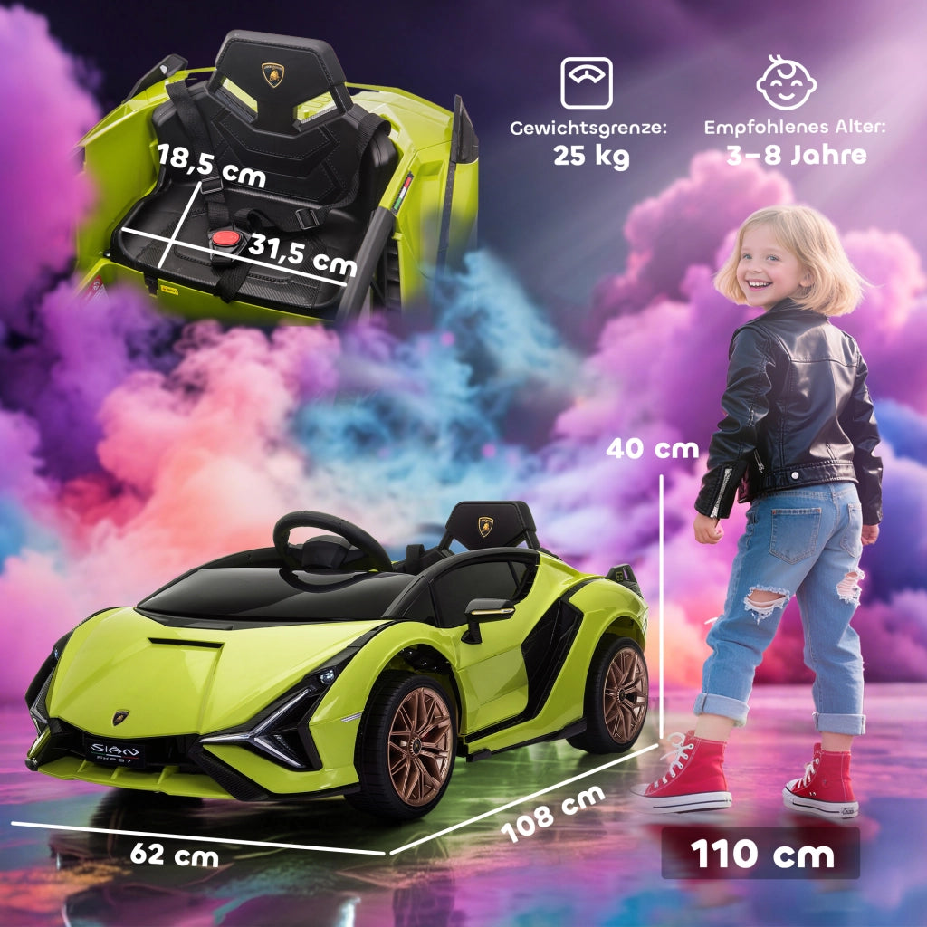 Auto Bambini Lamborghini ¨C zephmum ¨C Verde, Telecomando, 3-5 Anni