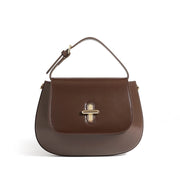 Borsa a tracolla da donna in vera pelle, stile vintage, marrone.