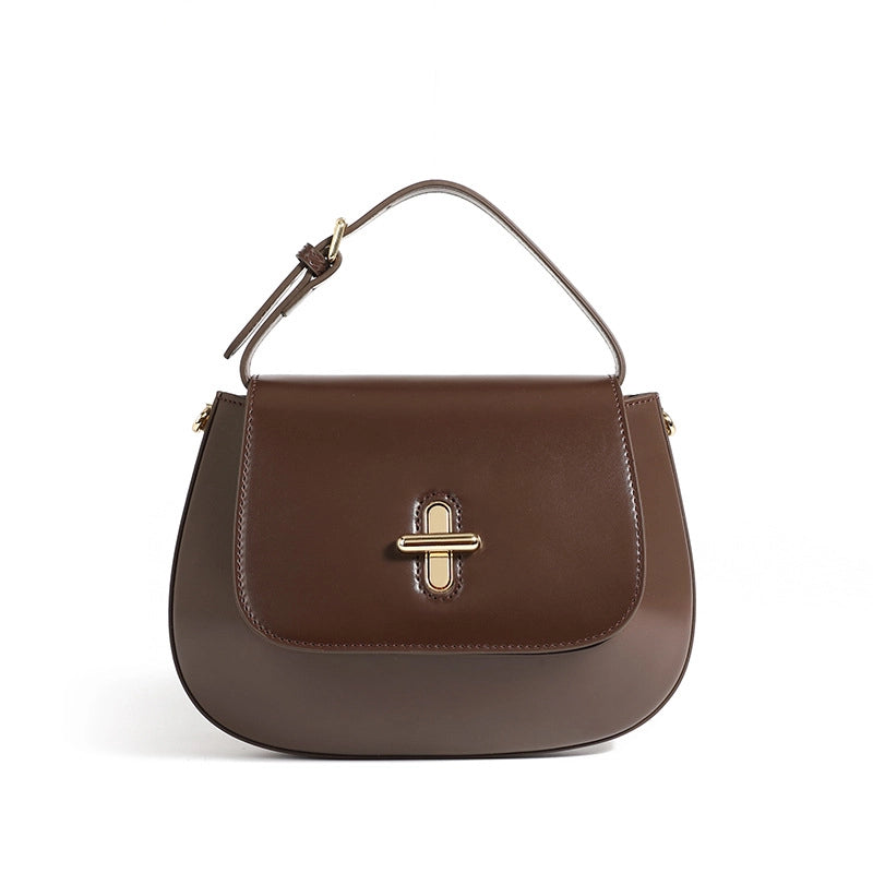 Borsa a tracolla da donna in vera pelle, stile vintage, marrone.
