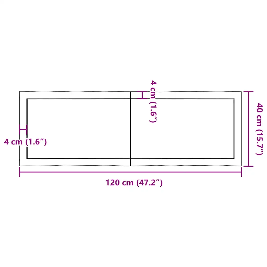 vidaXL Piano Tavolo Marrone Scuro 120x40x(2-6)cm Rovere Non Trattato