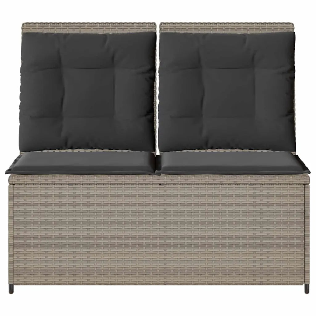 vidaXL Panchina da giardino con cuscino Grigio chiaro Poly Rattan