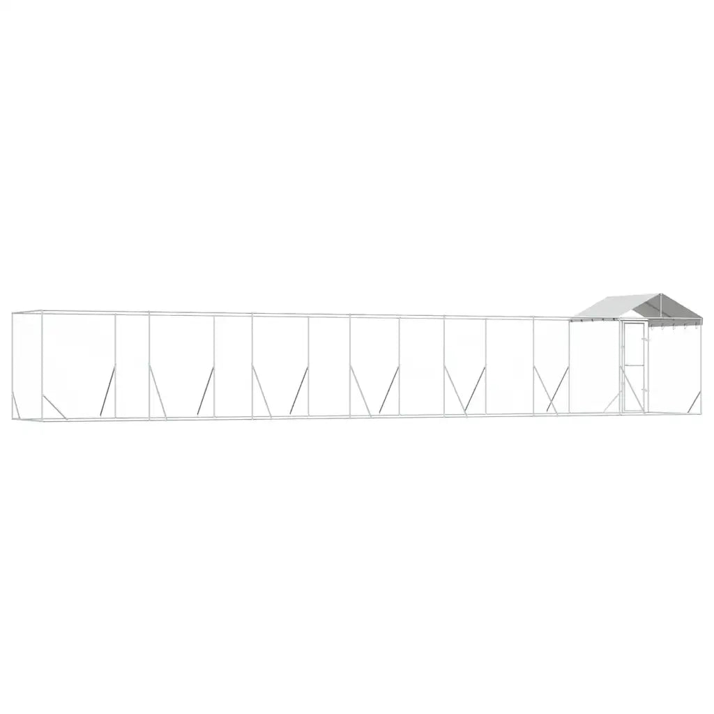 Cuccia Cani da Esterno Tetto Argento 14x2x2,5 m Acciaio Zincato 3190469