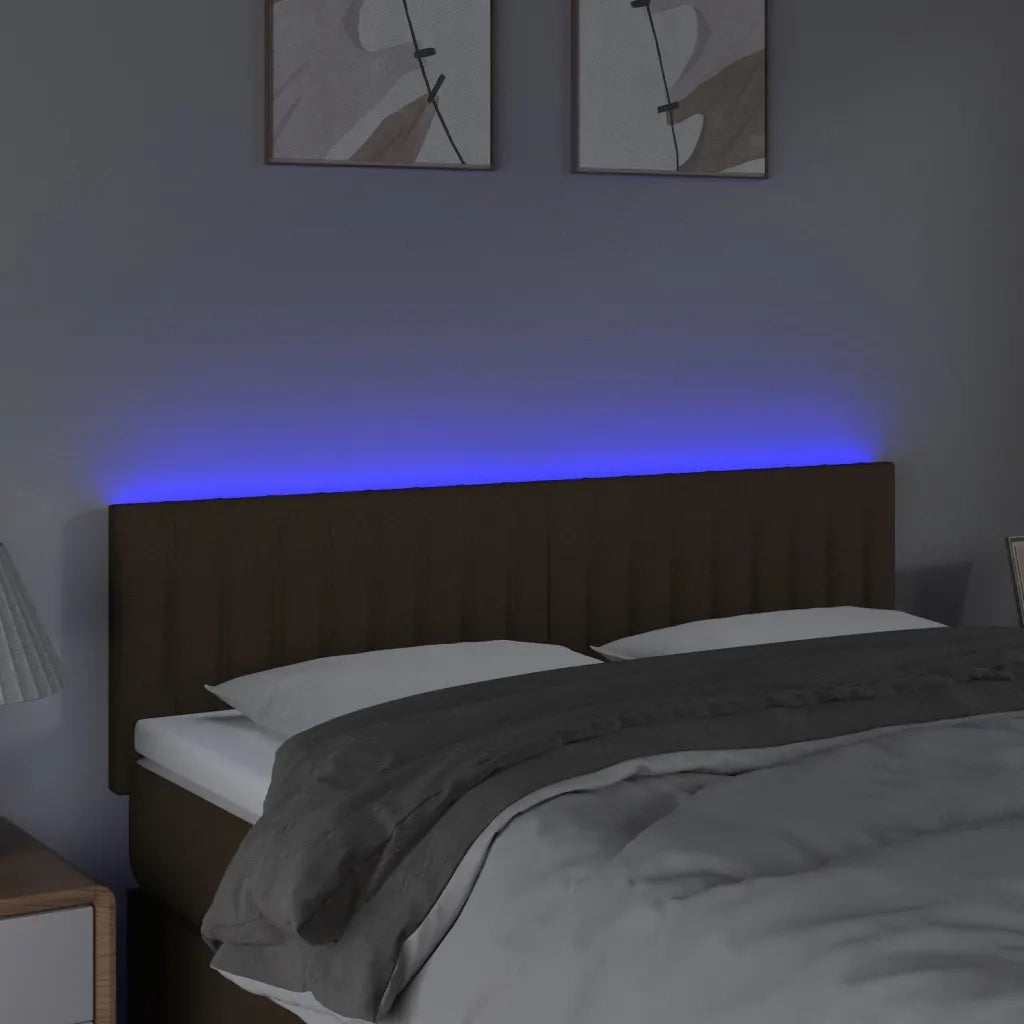 Testiera a LED Marrone Scuro 144x5x78/88 cm in Tessuto 3121851