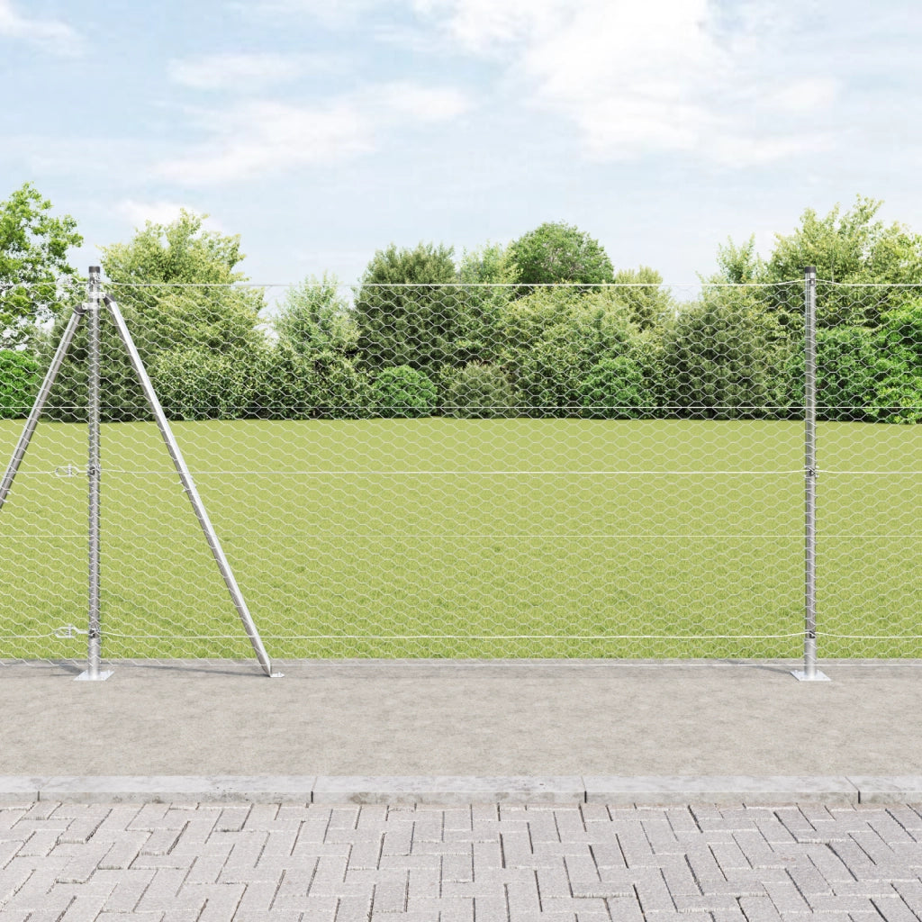 Set di Recinzione Set di 2 Acciaio Zincato 25 x 1.2 m Durevole