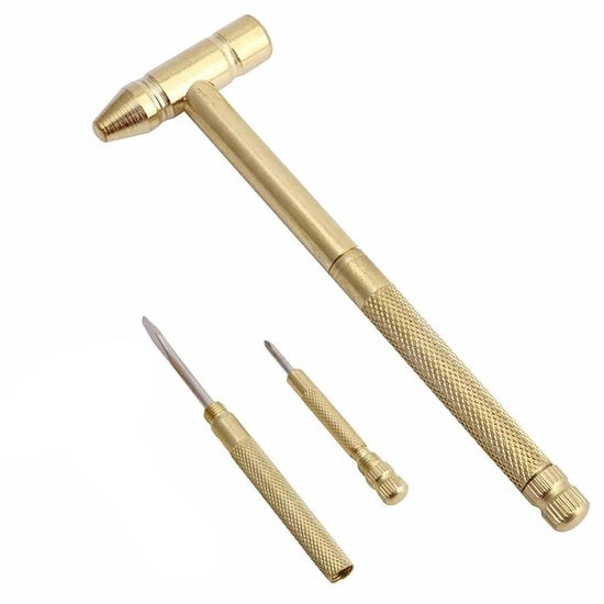 Chiodo a Molla Multifunzionale - Mini Chiodo di Rame - Set di Chiavi - Manubrio Antiscivolo - Ideale per la Riparazione di Gioielli e Orologi - Compatta e Leggera
