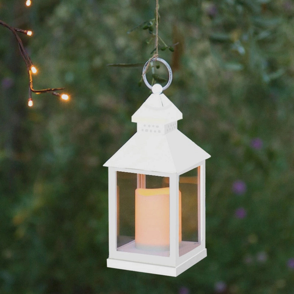 Lampada decorativa in plastica bianca cm. L.13,5 x P.13,5 x H.30,5
