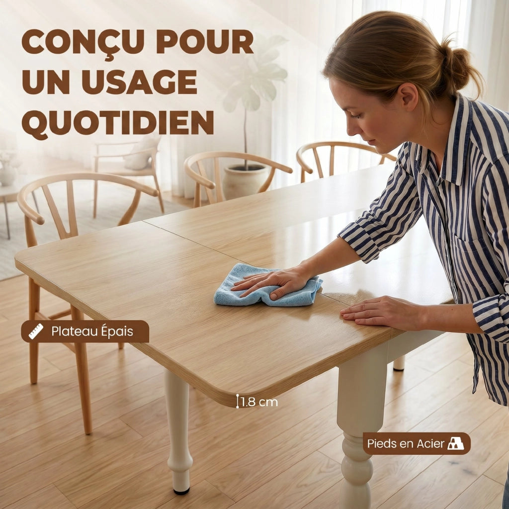 Tavolo allungabile pieghevole da cucina ¨C zephmum ¨C legno naturale gambe acciaio 74x134 cm