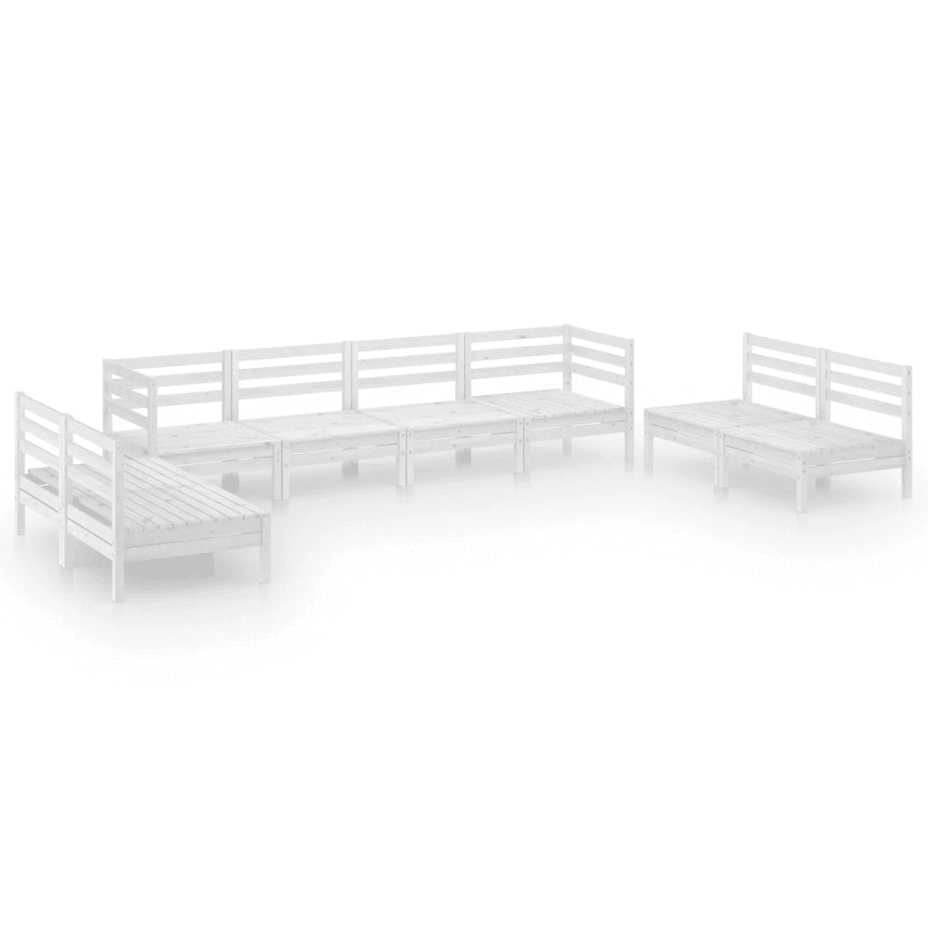 Set Divani da Giardino 8 pz Bianco in Legno Massello di Pino 3082573