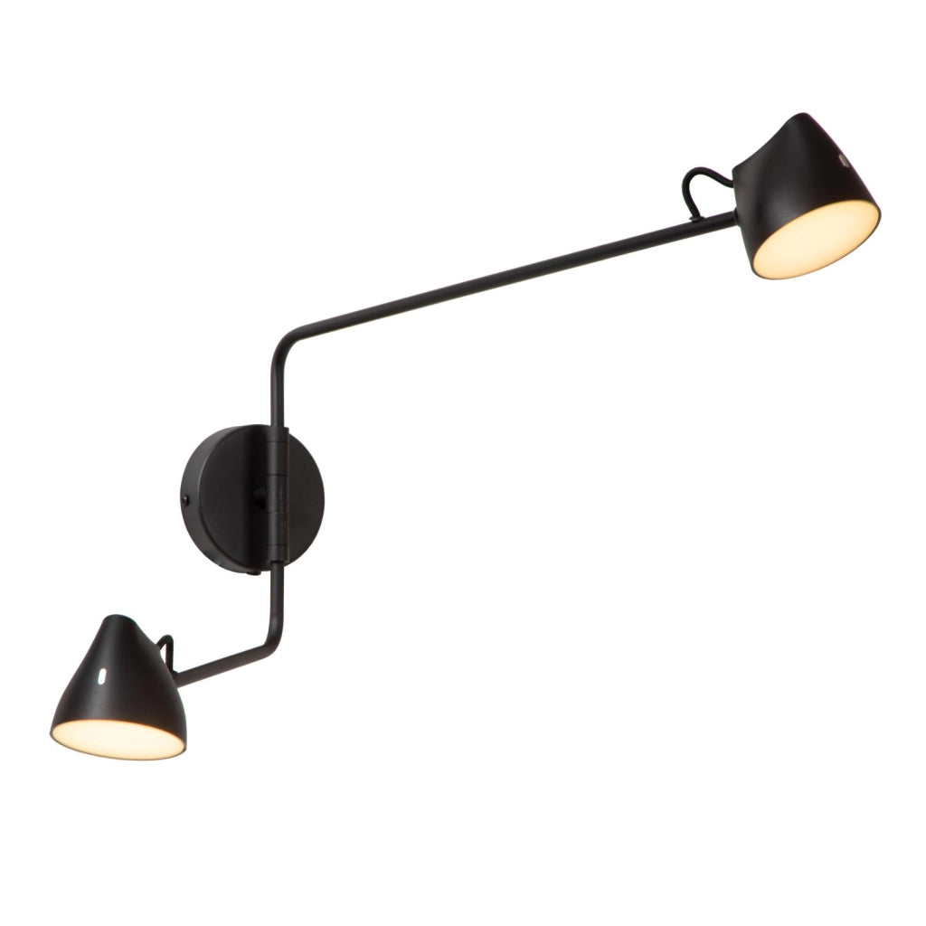 Applique LED da parete loft MILNE 2 luci nera Lucide