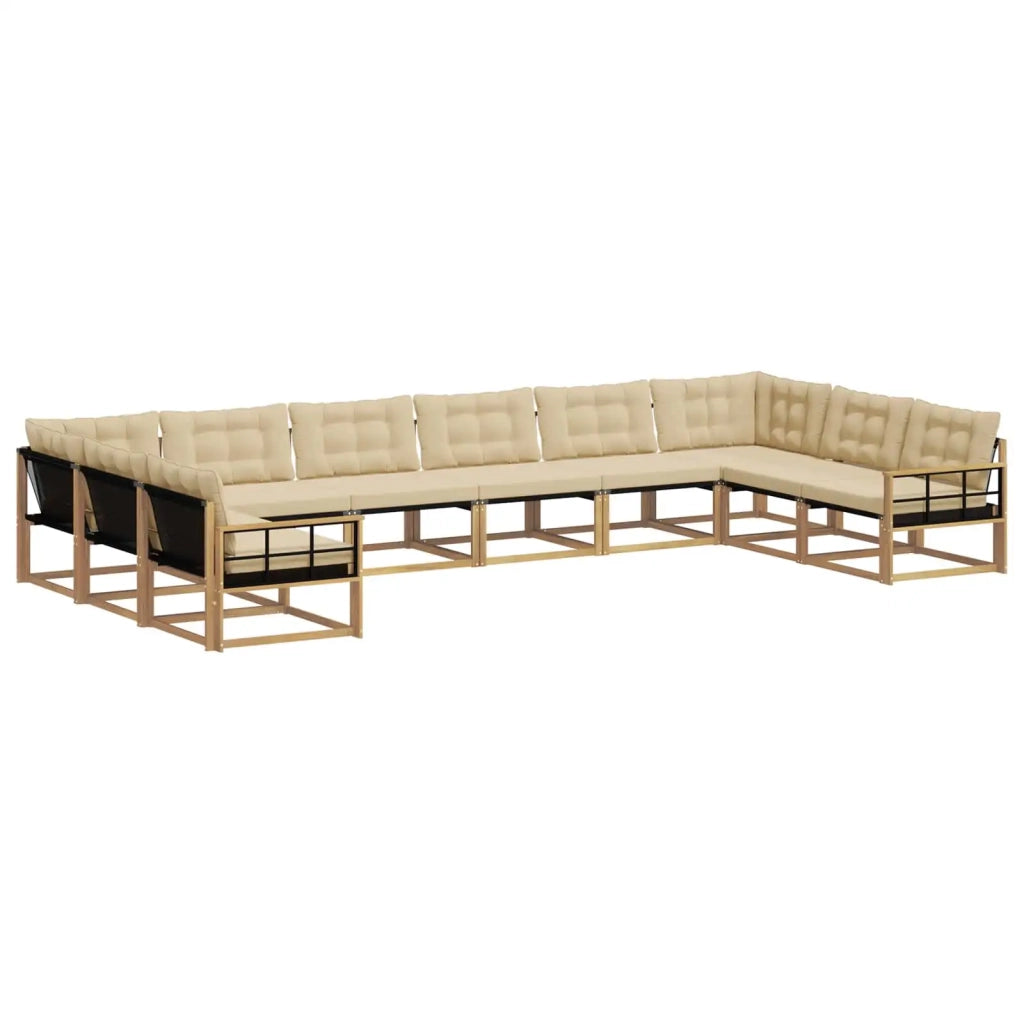 Set di divani da esterno 10 pz Bianco e Beige 3389123