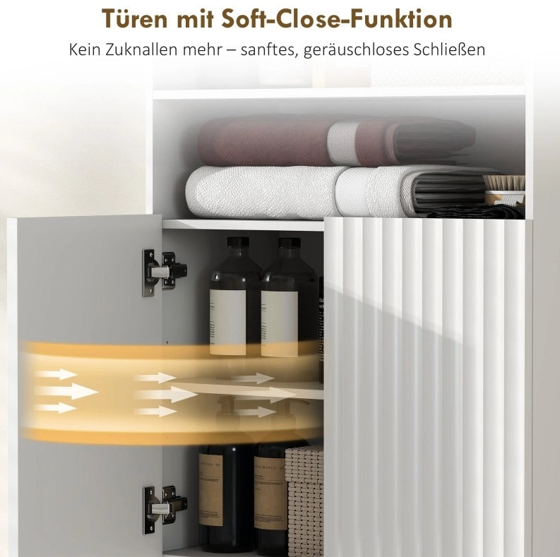 Mobile da bagno in MDF bianco, 2 vani aperti, ante soft close, 92,5¡Á37,5¡Á18,5 cm