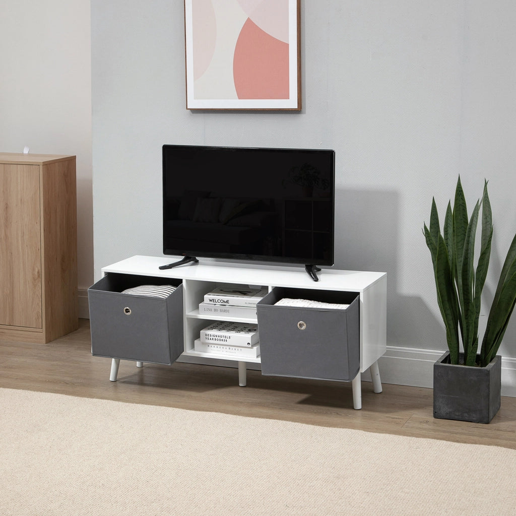Mobile TV per televisori fino a 50 pollici con cassetti e ripiani ¨C Minimal ¨C 110x29x46,5 cm Bianco Grigio