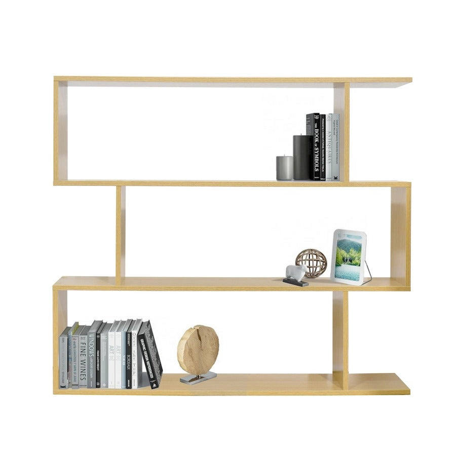 Libreria Moderna 3 Ripiani  110x97x25 cm in Legno Melaminico Rovere Chiaro