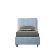 Letto imbottito Singolo 80x190 cm Antea - Con rete,Microfibra,Azzurro