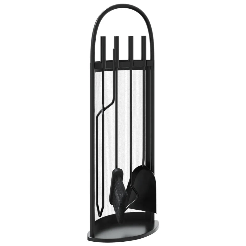Set di attrezzi per camino 5 pezzi 23x15x66 cm in acciaio 156379