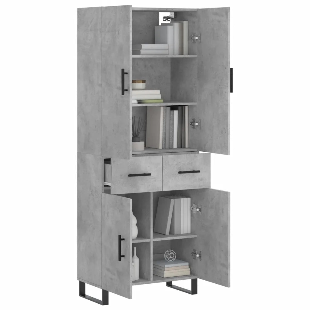 Credenza | Madia | Buffet da pranzo | Armadio da pranzo Grigio Cemento 69,5x34x180 cm in Legno Multistrato