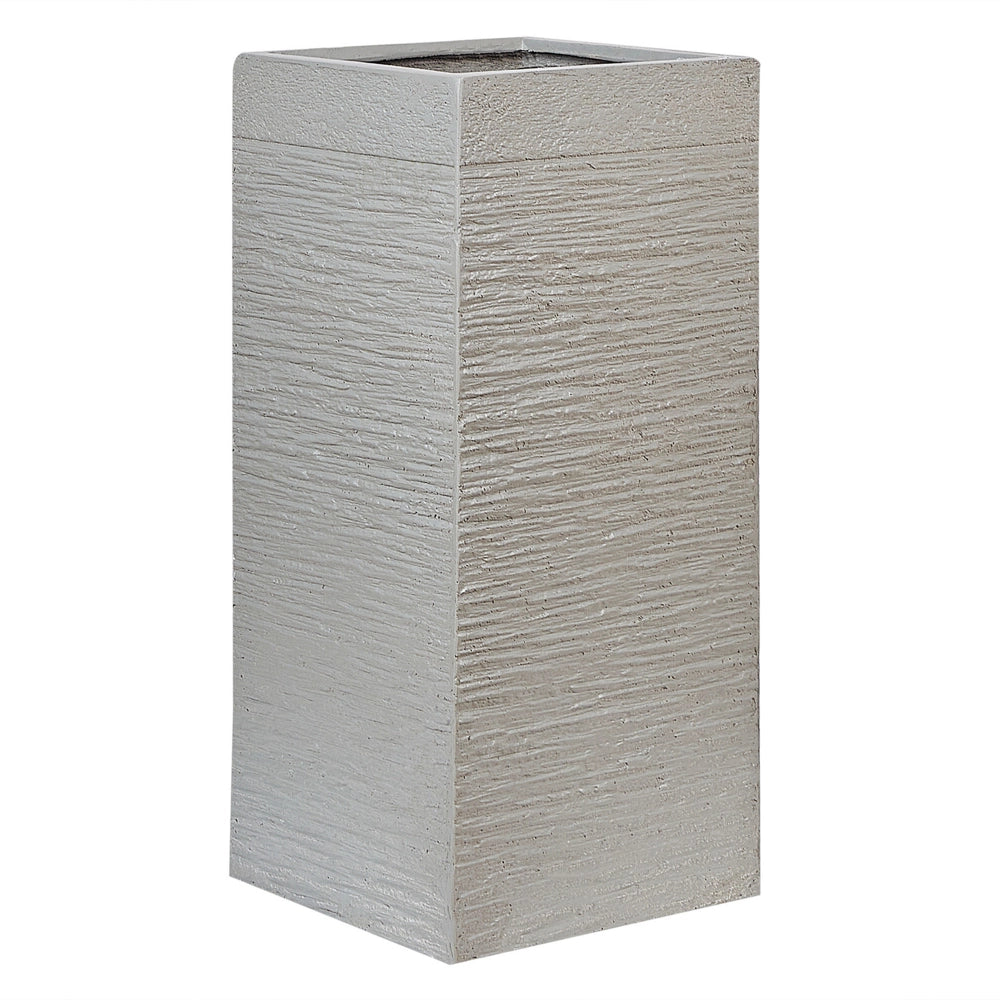 Vaso per fiori da giardino alto in argilla 33x33x70 cm resistente ai raggi UV grigio chiaro