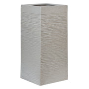 Vaso per fiori da giardino alto in argilla 33x33x70 cm resistente ai raggi UV grigio chiaro