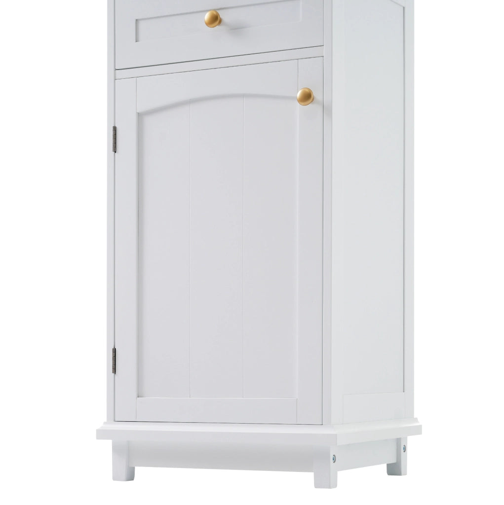 Mobile da bagno in MDF bianco con anta in vetro, 2 cassetti e ripiano regolabile