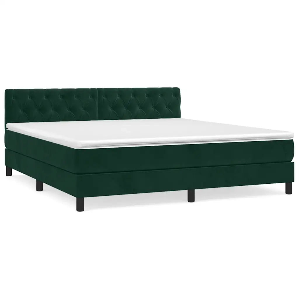 Giroletto a Molle con Materasso Verde Scuro 160x200 cm Velluto 3141494