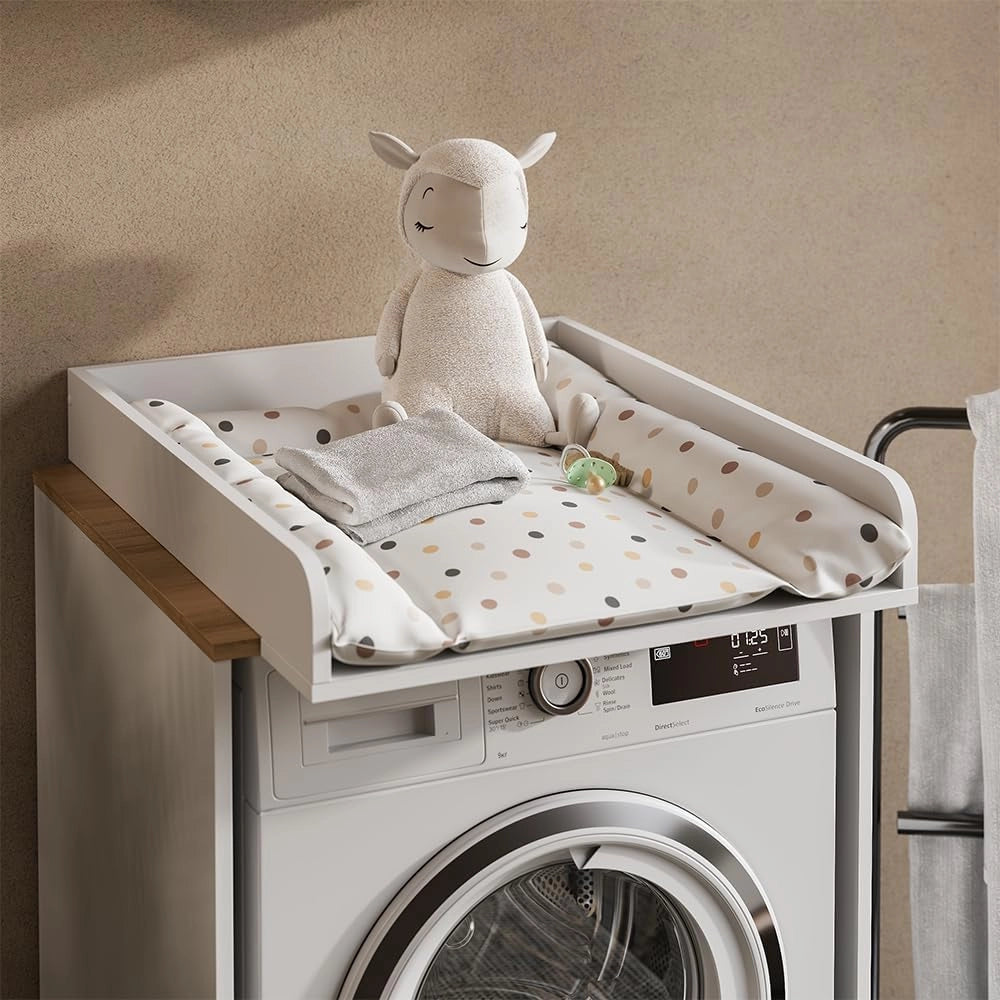 Mobile lavatrice Viktor, Bianco/Artisan, 68 x 88.2 cm 2 parti con fasciatoio