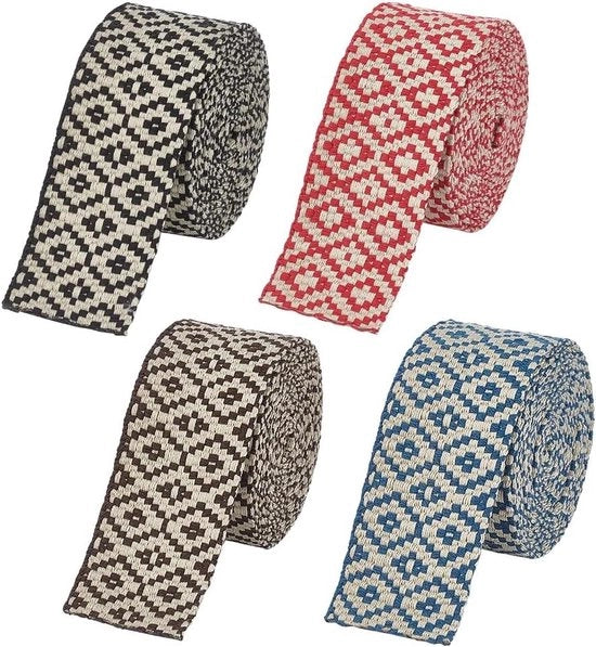 Tessuto jacquard singolo largo 8 yard, 4 colori, larghezza 38 mm, per abbigliamento, borse e maniglie.