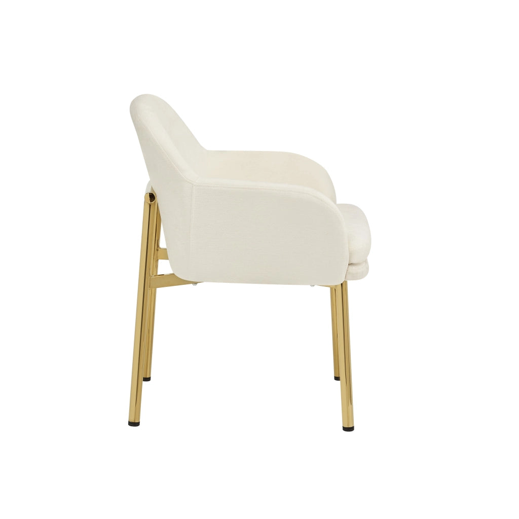 Set di 2 sedie da pranzo con braccioli, bianche, struttura in metallo e legno