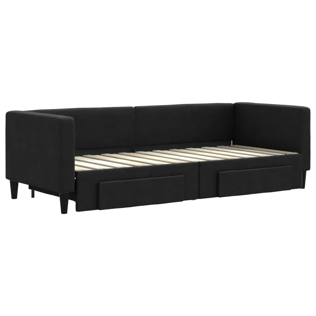 Divano Letto Estraibile con Cassetti-Sofa Letto-Daybed Nero 80x200 cm in Tessuto 321277
