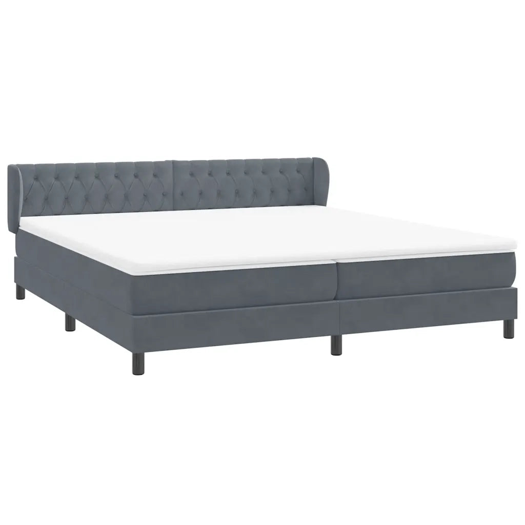 Giroletto a Molle con Materassi Grigio Scuro 180x210 cm Velluto 3317788
